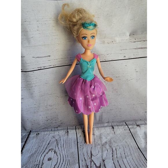 Schylling Plastic Movable Fashion Doll Pointed Toes Sparkly Blue Hair - Picture 1 of 7